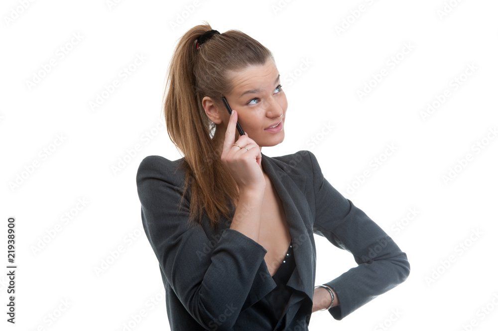 Portrait of young business woman holding pen in her hand Portrait of young business woman holding pen in her hand
