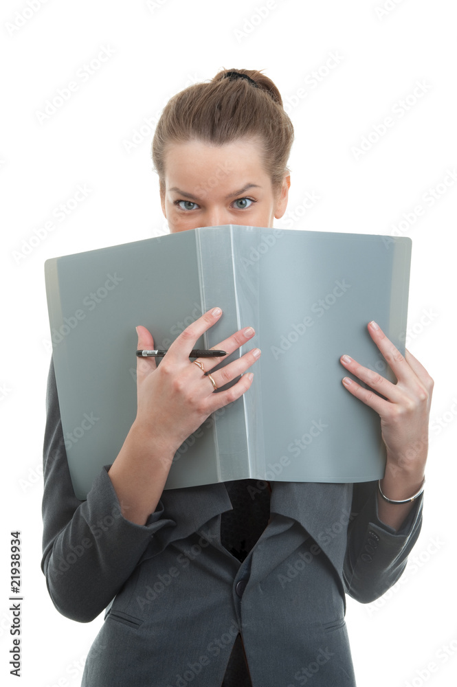 Portrait of a young businesswoman holding a folder Portrait of a young businesswoman holding a folder