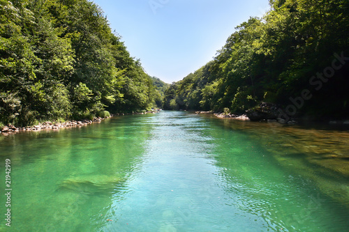 Green water rafting on the rapids of River Neretva