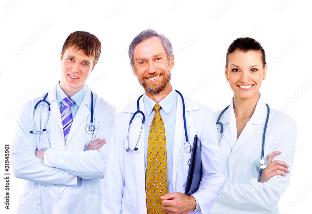 Smiling medical doctor with stethoscope.