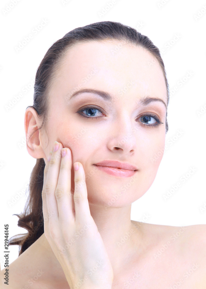 Beautiful young female face with a wellness complexion. Beautiful young female face with a wellness complexion.