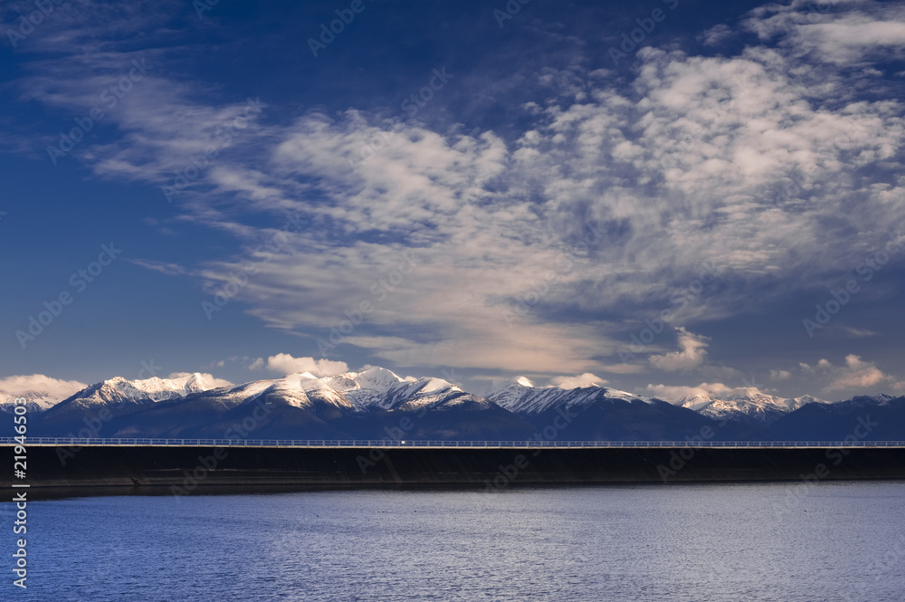 Dam reservoir in mountains