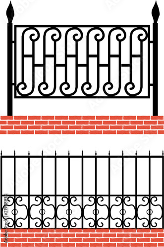 Various wrought iron-fence