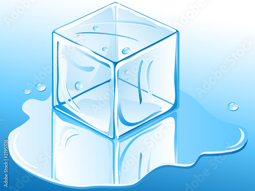 Eiswürfel taut auf