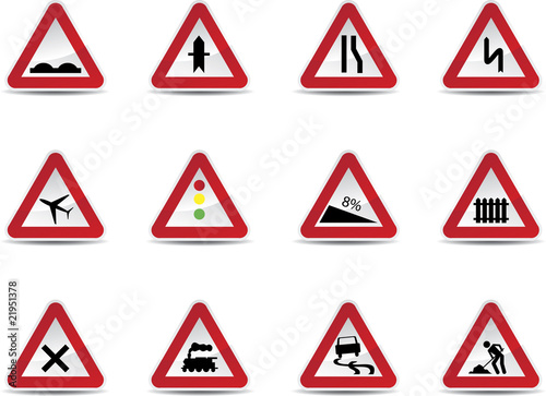 Road signs set isolated in white background