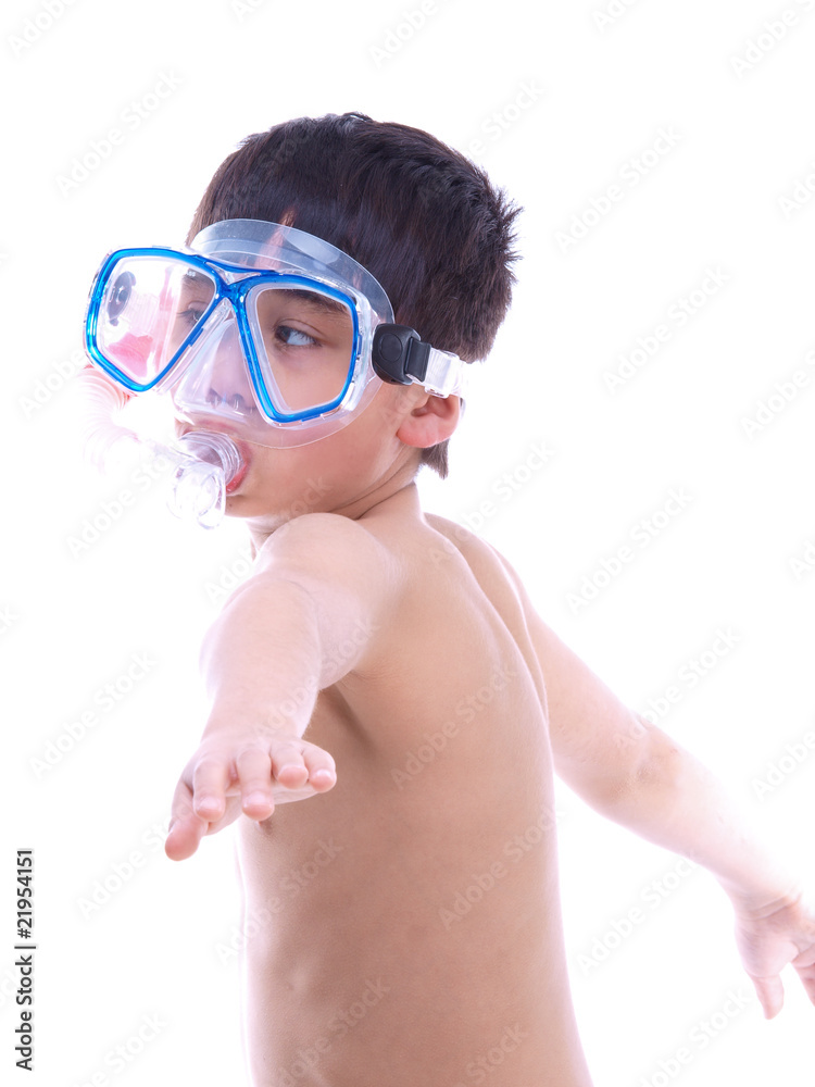 Fototapeta premium child learning to swim
