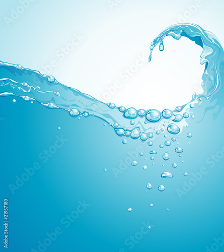 Clear water wave splashing background. Vector layered.
