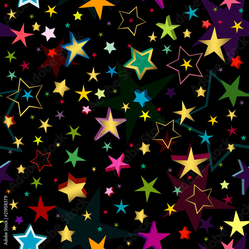 Black seamless pattern with stars (vector)