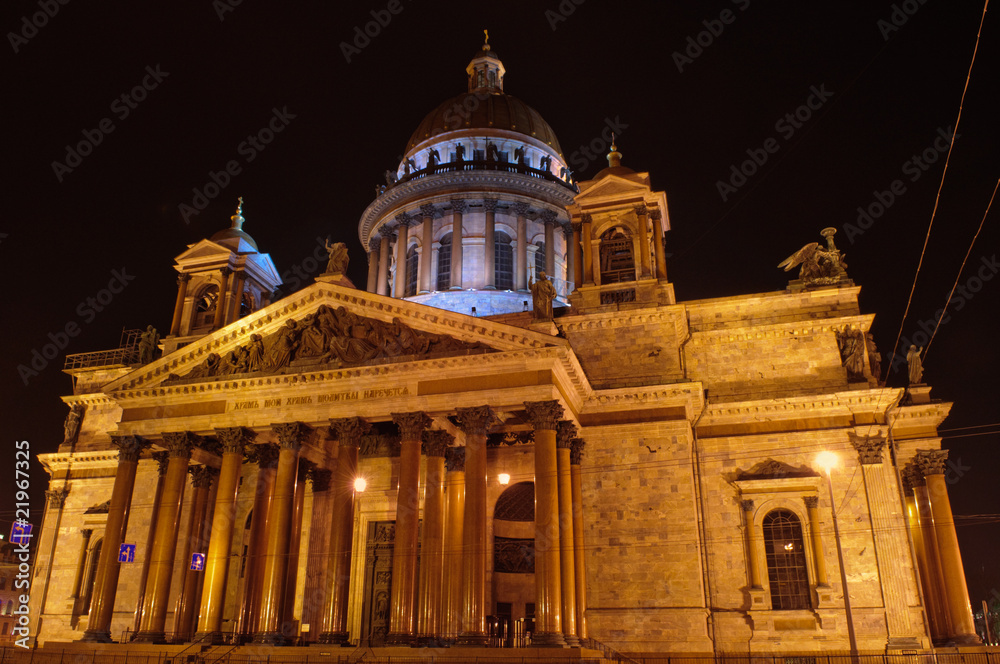 Saint Petersburg, Russia, night view of St. Isaac's Cathedral