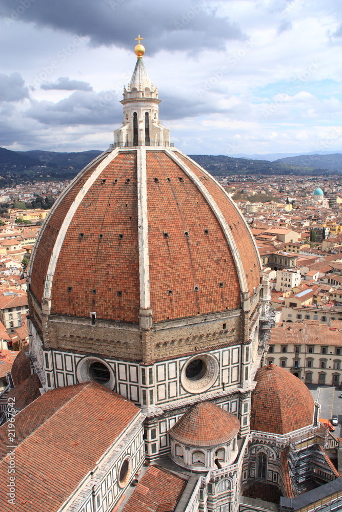 Florence, aerial bird eye view from Giotto Tower.