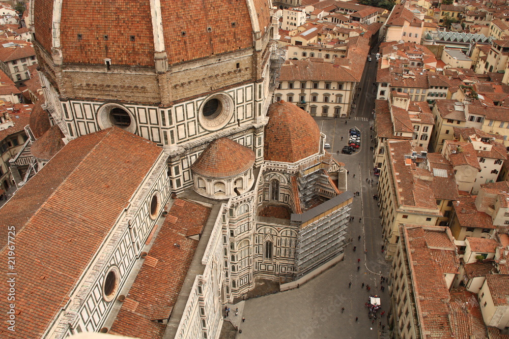 Florence, aerial bird eye view from Giotto Tower.