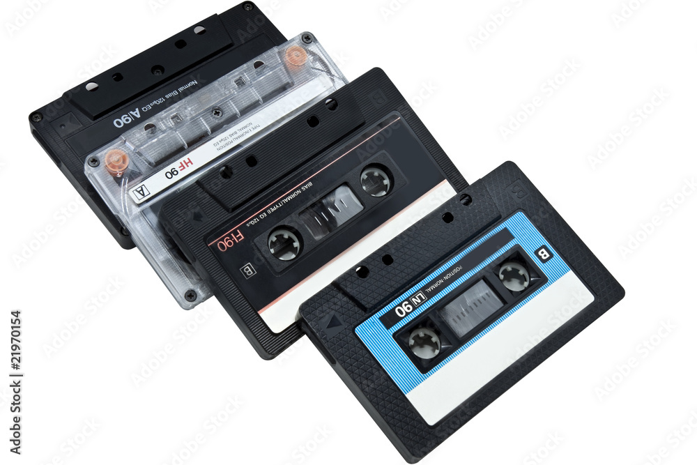 four audiocassettes isolated on a white background four audiocassettes isolated on a white background