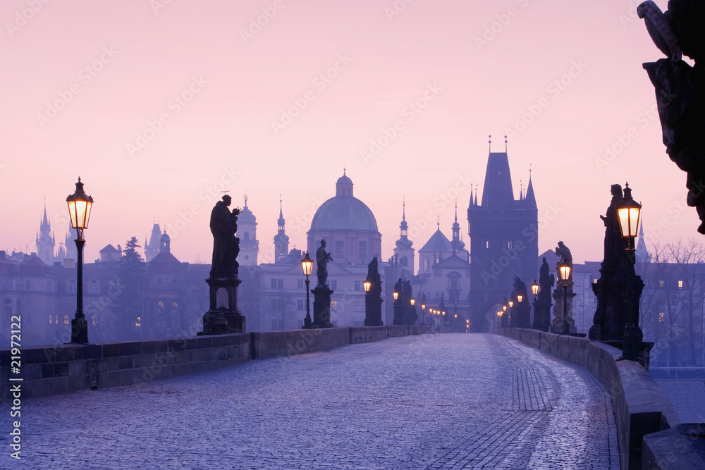 Obraz premium charles bridge, towers of the old town