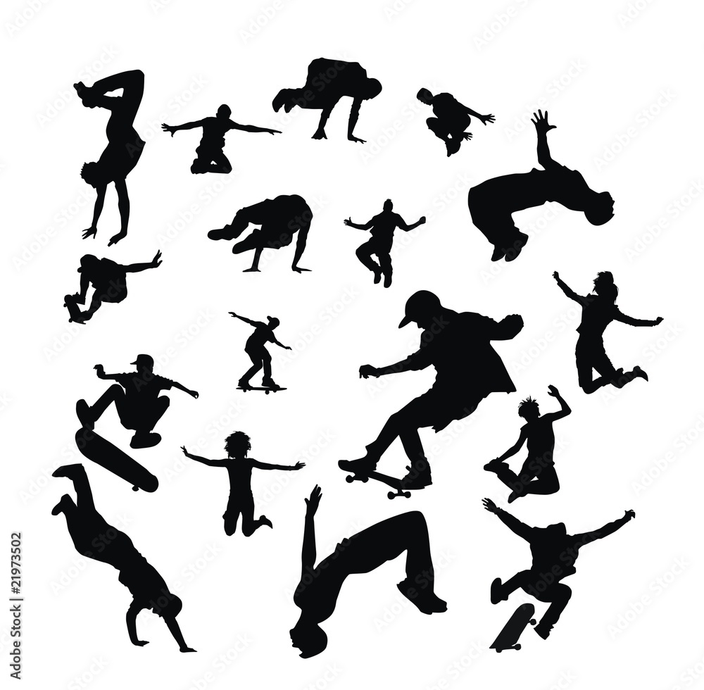 Set active children vector silhouettes Set active children vector silhouettes