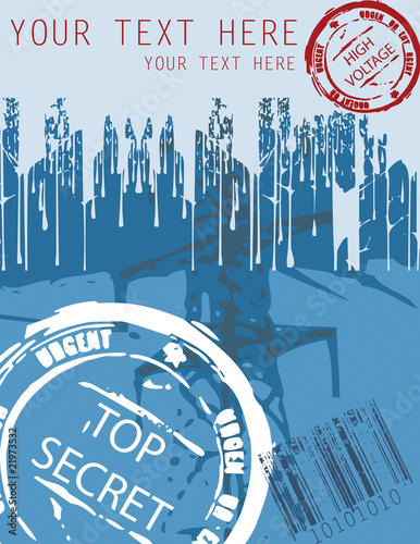 Blue retro vector background top secret