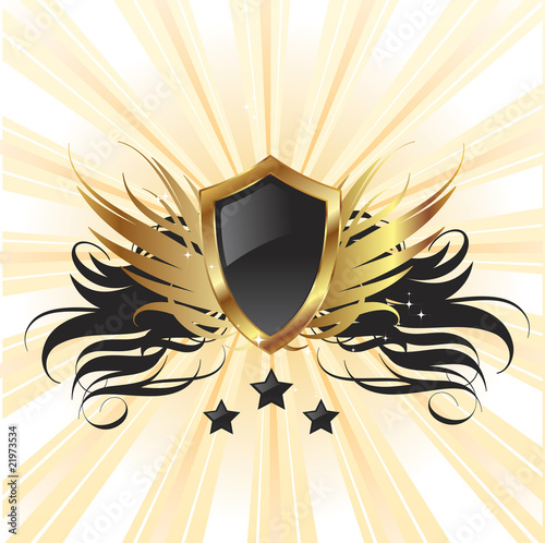 Gold retro shield vector background