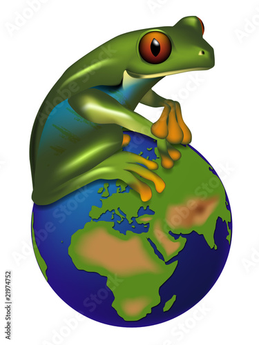 Frosch auf Erdkugel
