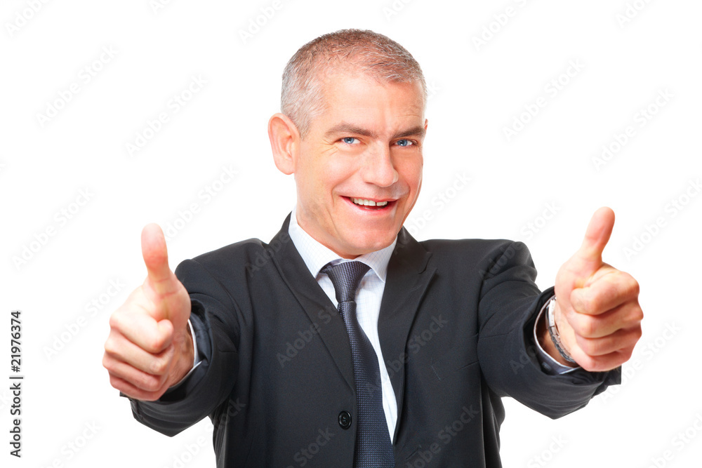 Portrait of business man thumb up Portrait of business man thumb up