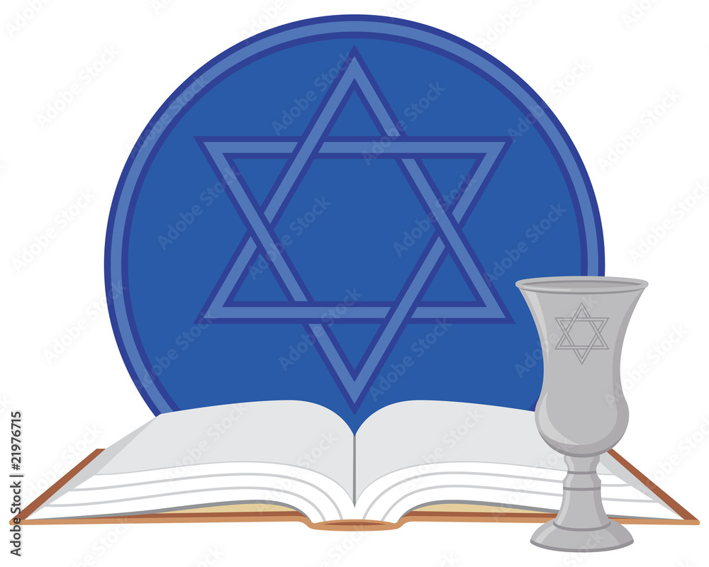 Kiddush Cup with Open Bible and Star of David Stock Vector | Adobe Stock