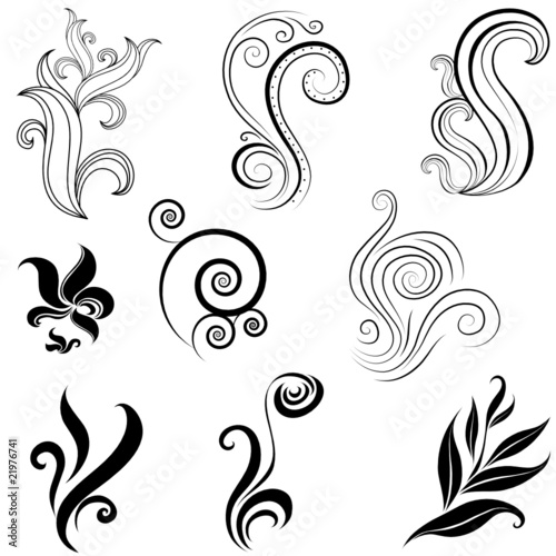 Set of leafs and plants design elements