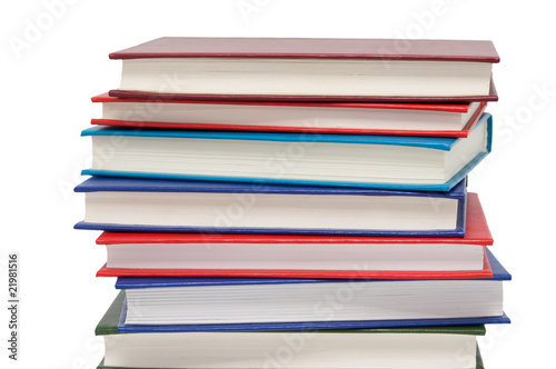 Books with colour covers isolated on a white background.