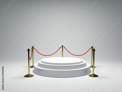 White podium on grey background
