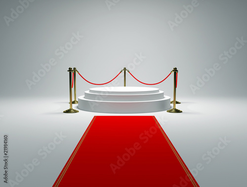 White podium on grey background