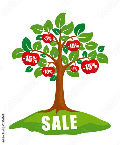 Sale concept: tree with discounts