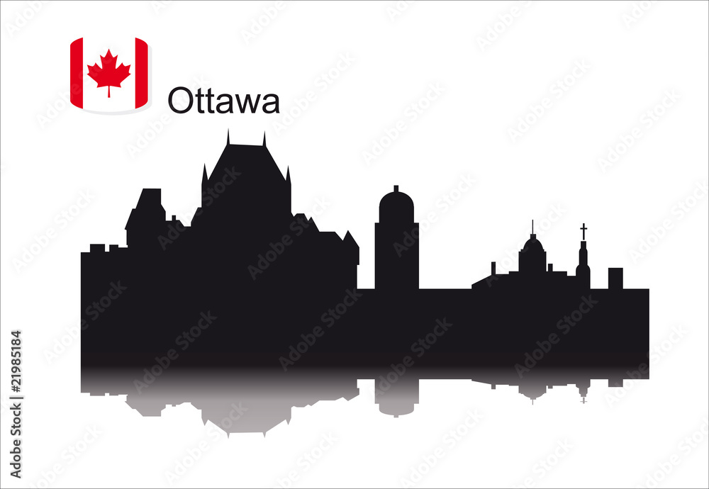 Detailed vector silhouette city of Ottawa