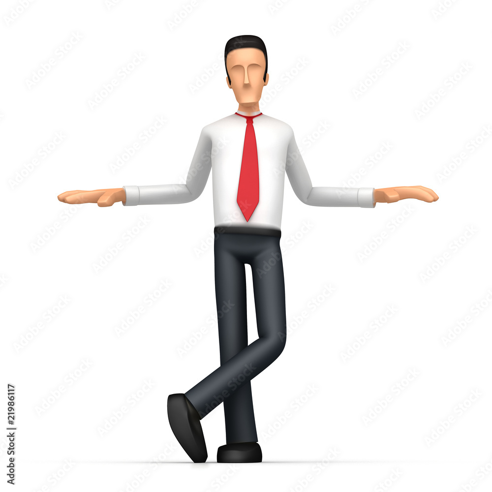 Businessman stands next to a blank place Businessman stands next to a blank place