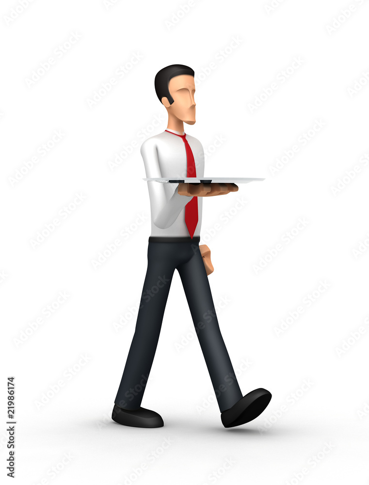Businessman carries a tray Businessman carries a tray