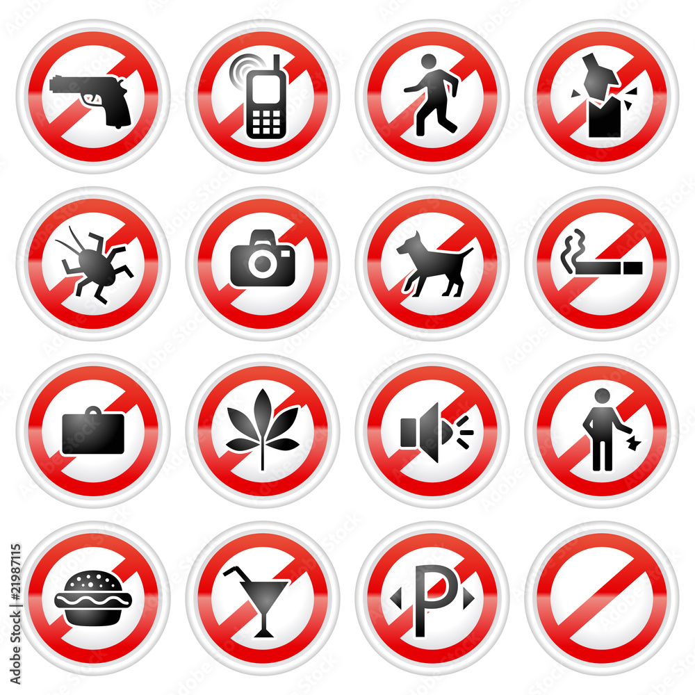 prohibited signs set prohibited signs set