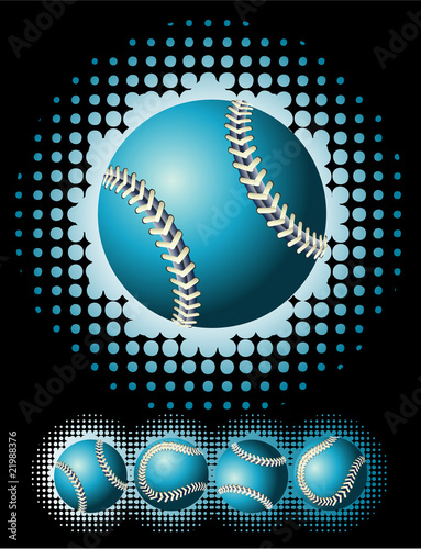 Blue baseball and halftone