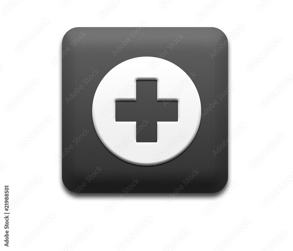 Fototapeta premium Boton cuadrado negro primeros auxilios