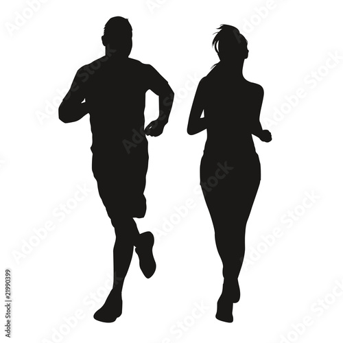 Silhouette d'un couple de sportifs