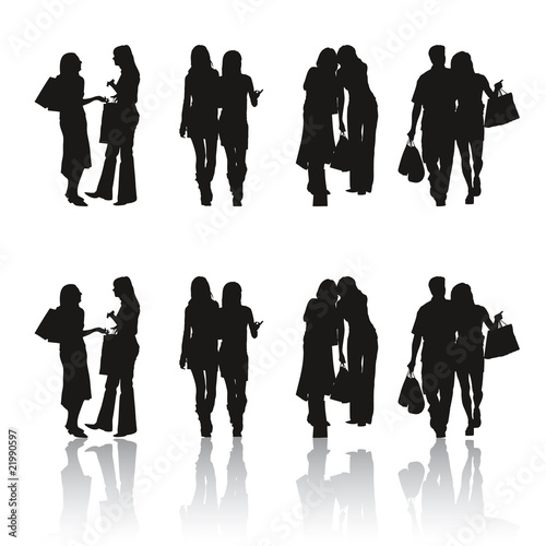 Silhouettes personnes shopping
