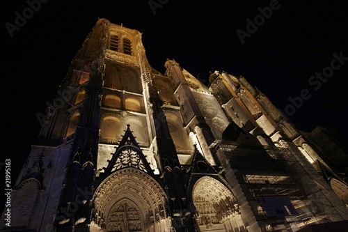The Gothic cathedral of St.Etienne photographed at night photo