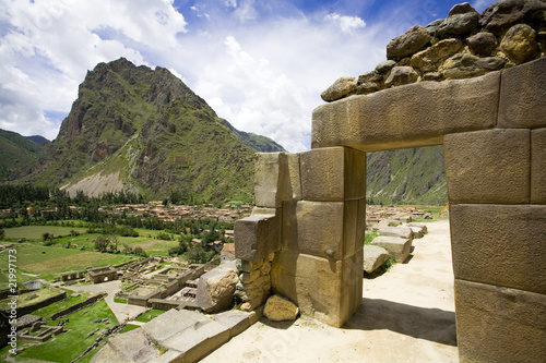Incan ruins of Ollantaytambo, Peru photo