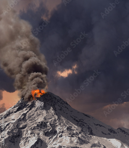 Tela erupting of volcano