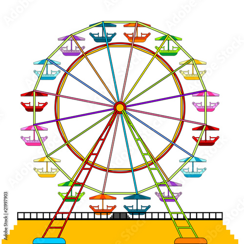 Colorful ferris wheel isolated over white background