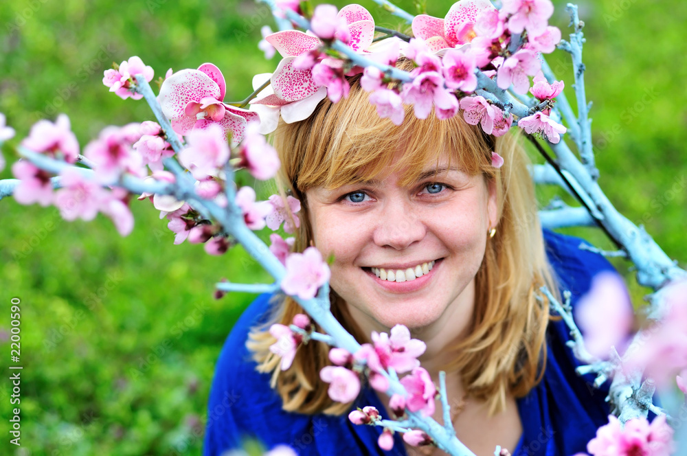woman in spring garden