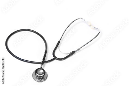 Doctor's Stethoscope on White Background With Empty Copy Space