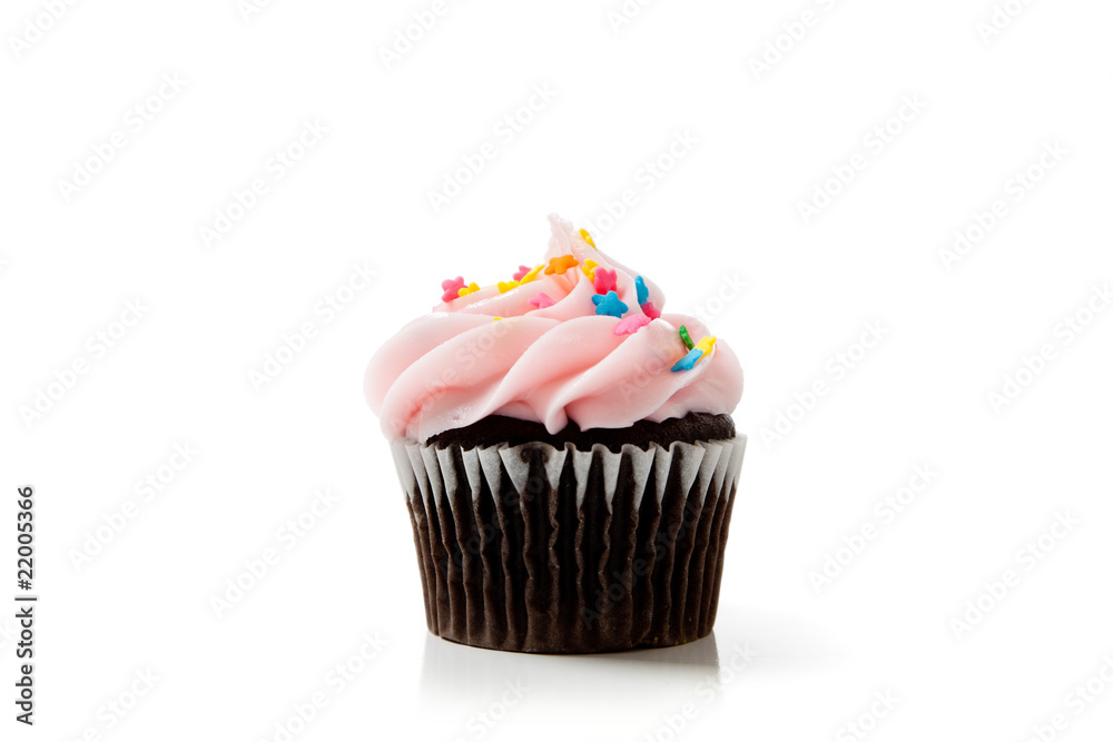 Pink chocolate cupcakes on white Pink chocolate cupcakes on white