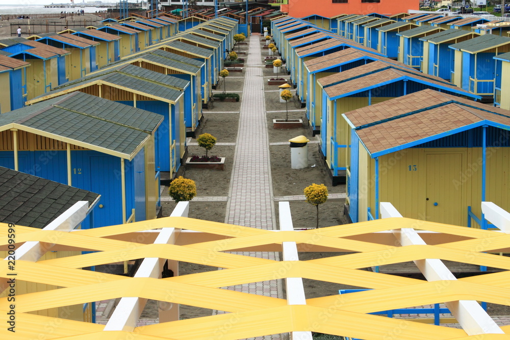 Fototapeta premium Bathing boxes on the beach