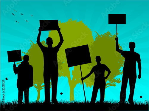 environmentalists protest-outdoor illustration of vectors