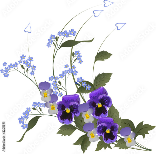 Fototapeta Naklejka Na Ścianę i Meble -  blue big flowers bouquet on white