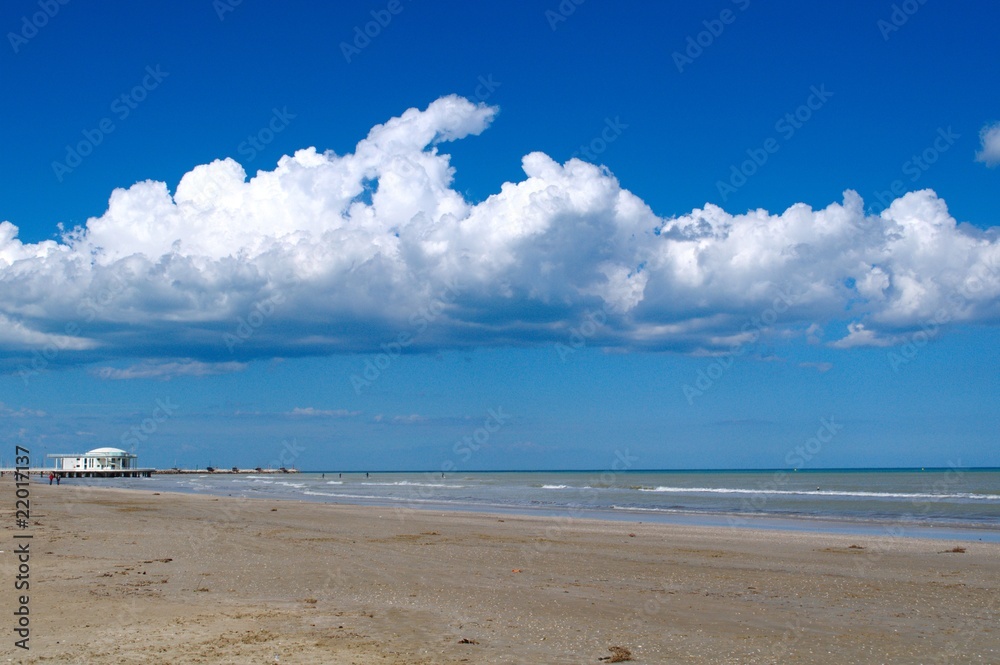 Sea landscape with blue sky and fluffy clouds Sea landscape with blue sky and fluffy clouds