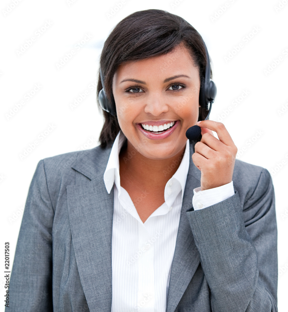 Portrait of an afro-american customer agent at work Portrait of an afro-american customer agent at work