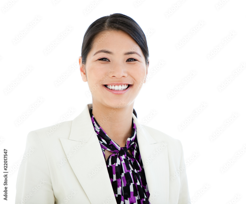 Portrait of a cheerful businesswoman - obrazy, fototapety, plakaty 