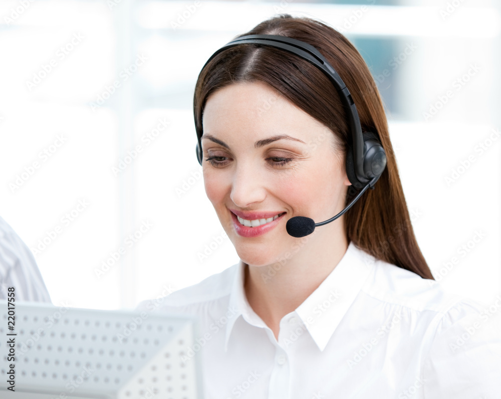 Portrait of a charming customer agent at work Portrait of a charming customer agent at work